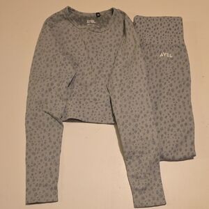 AYBL Light Gray Leopard Activewear Set